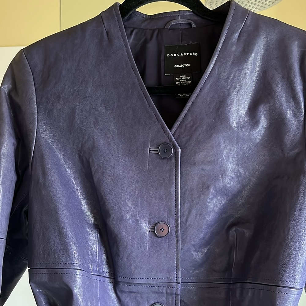 Purple Leather Jacket by Doncaster Collection